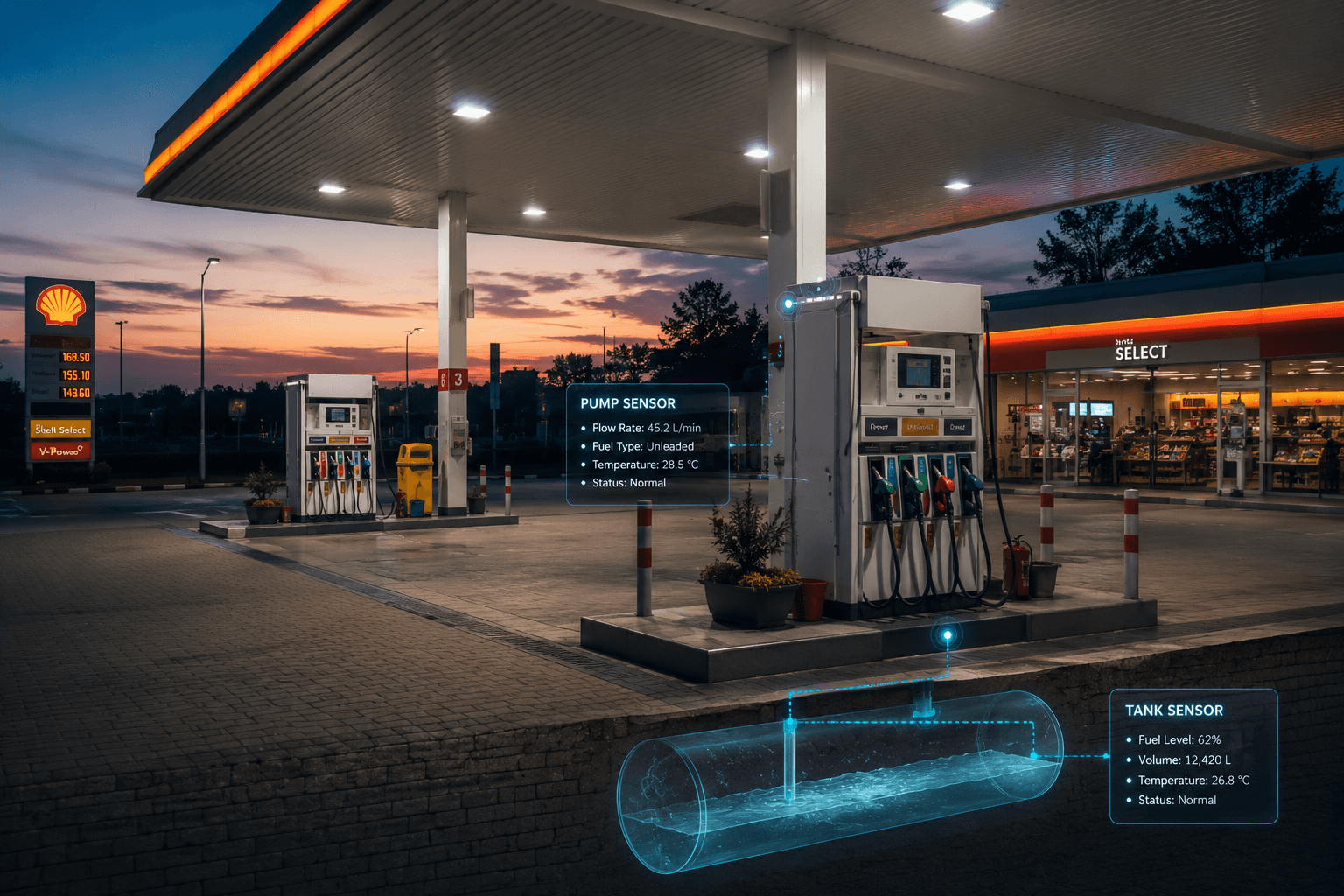 Automated forecourt management system at an African fuel station