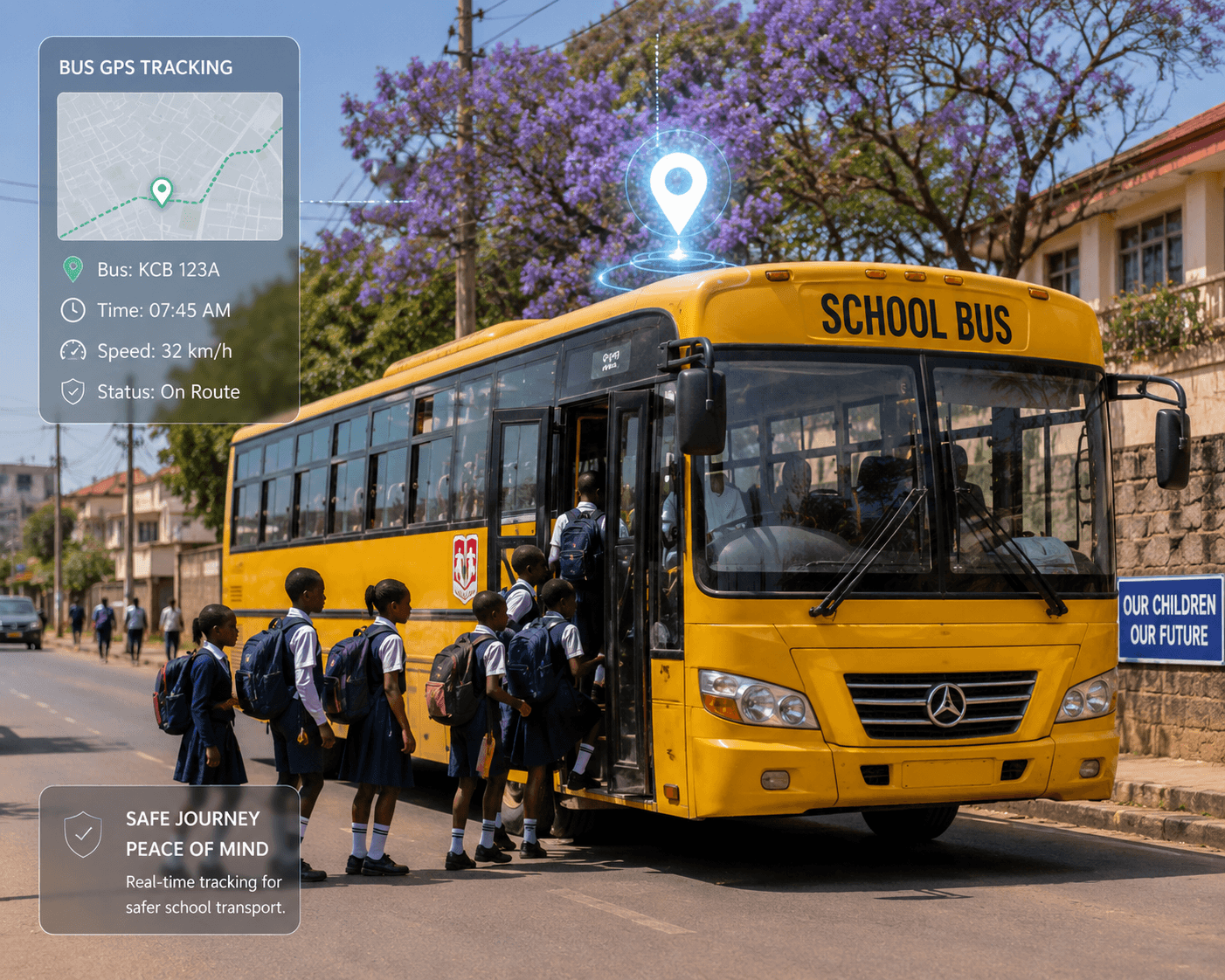 School bus tracked by GPS IoT system for student safety