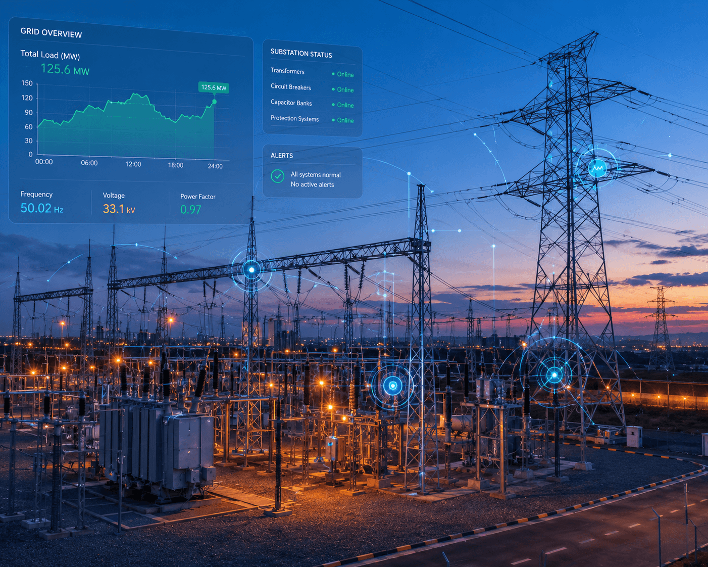 Electrical substation with smart IoT monitoring for utilities management